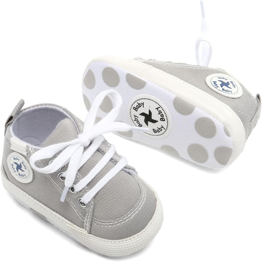 Baby Girls and Boys Shoes Soft Anti-Slip Sole Newborn First Walkers Star High Top Canvas Denim Unisex Infant Sneaker