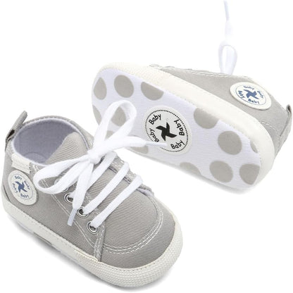 Baby Girls and Boys Shoes Soft Anti-Slip Sole Newborn First Walkers Star High Top Canvas Denim Unisex Infant Sneaker